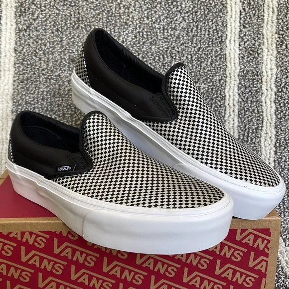Vans Classic Slip-On Sparkle Check Black/True White WMNS sneakers-platforms - Picture 5 of 16